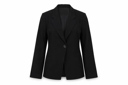 Massimo Dutti Women Black UK 6 Tailored Lined Single-Breasted Blazer