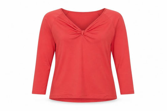 Hobbs Women Pink M Lyocell Jersey V-Neck Long Sleeve Top