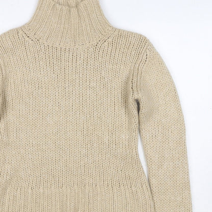 Marc Aurel Women Beige UK 6 Chunky Knit Roll Neck Pullover Jumper