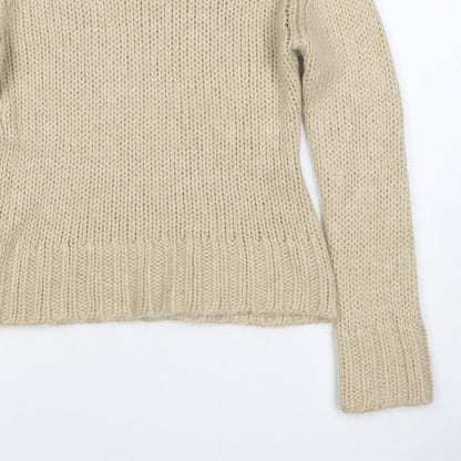 Marc Aurel Women Beige UK 6 Chunky Knit Roll Neck Pullover Jumper