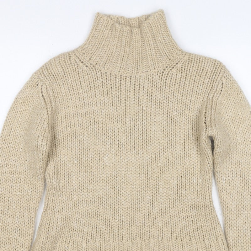 Marc Aurel Women Beige UK 6 Chunky Knit Roll Neck Pullover Jumper