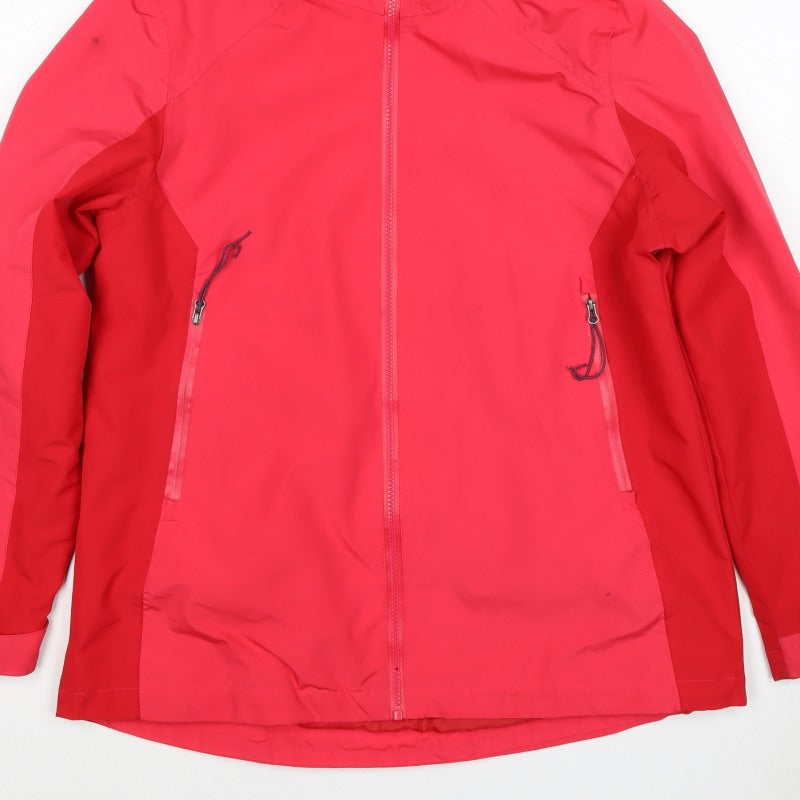 Rocktrail Women Red M Hooded Rain Coat Jacket Water Resistant Full Zip