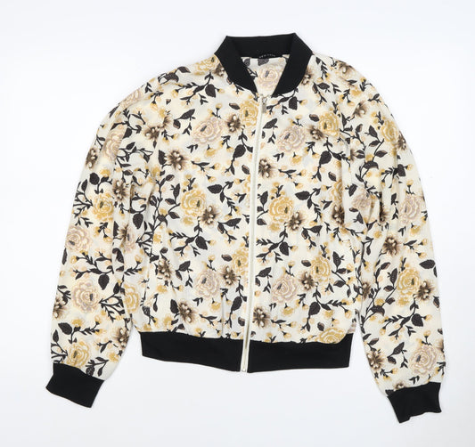 New Look Women’s UK 12 Multicoloured Floral Bomber Jacket Zip