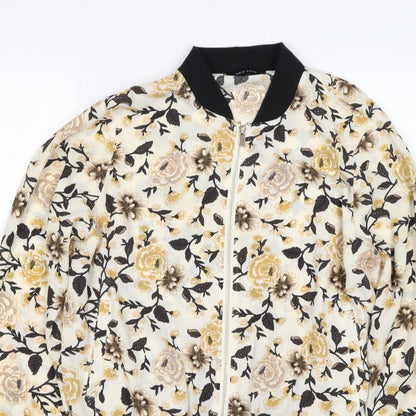 New Look Women’s UK 12 Multicoloured Floral Bomber Jacket Zip