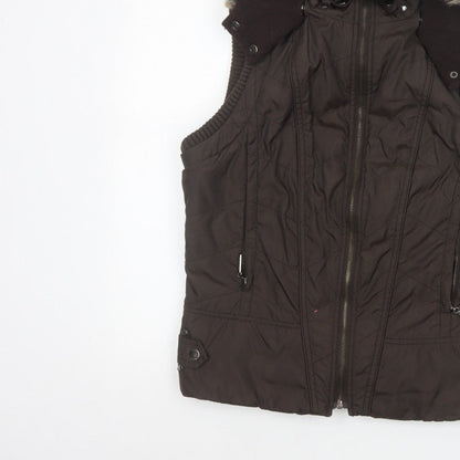 John Richmond Women Brown UK 14 Hooded Quilted Puffer Gilet