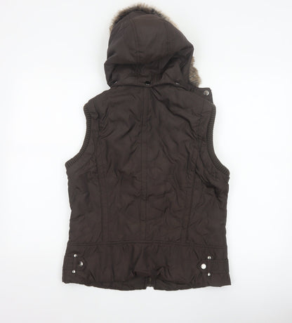 John Richmond Women Brown UK 14 Hooded Quilted Puffer Gilet