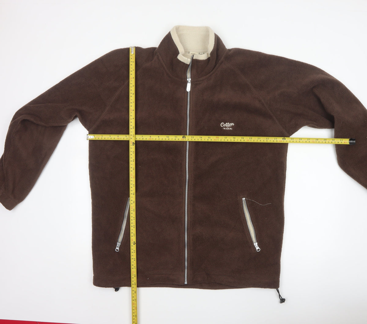 Cotton Traders Men Brown Reversible Fleece Jacket Size L Full Zip