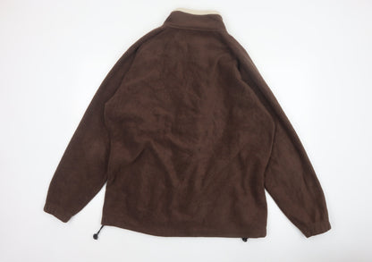 Cotton Traders Men Brown Reversible Fleece Jacket Size L Full Zip