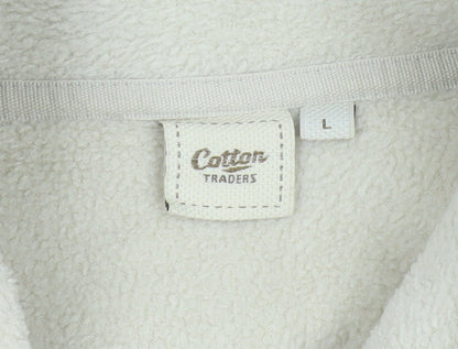 Cotton Traders Men Brown Reversible Fleece Jacket Size L Full Zip