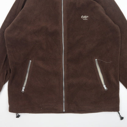 Cotton Traders Men Brown Reversible Fleece Jacket Size L Full Zip