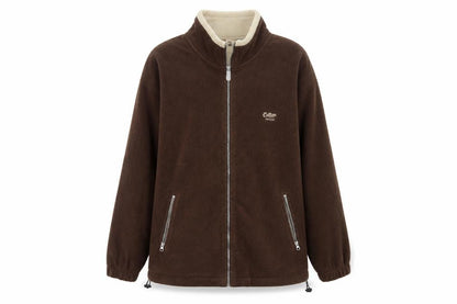 Cotton Traders Men Brown Reversible Fleece Jacket Size L Full Zip