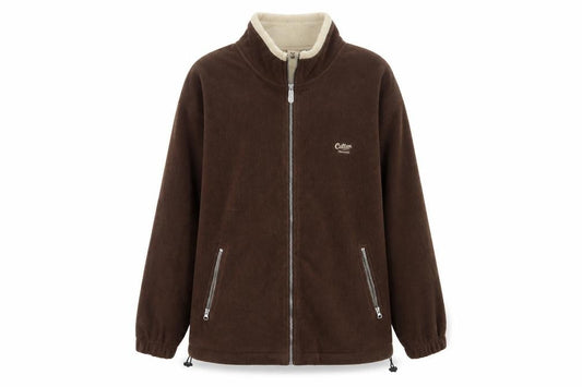Cotton Traders Men Brown Reversible Fleece Jacket Size L Full Zip