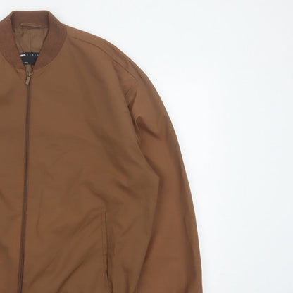 ASOS Design Men's Brown L Bomber Jacket Lined Full Zip Casual