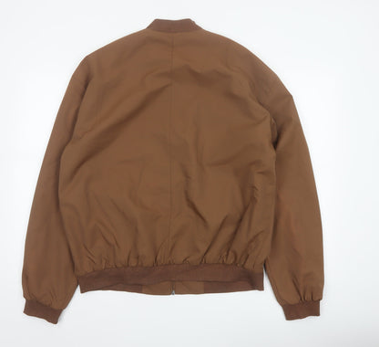 ASOS Design Men's Brown L Bomber Jacket Lined Full Zip Casual