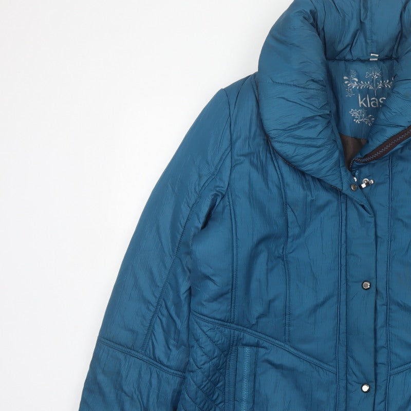 Klass Women’s Blue XL Puffer Jacket Quilted Insulated Short Coat