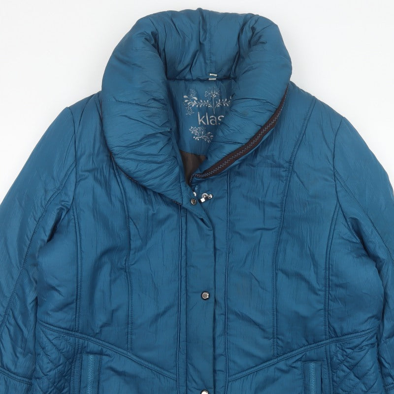 Klass Women’s Blue XL Puffer Jacket Quilted Insulated Short Coat
