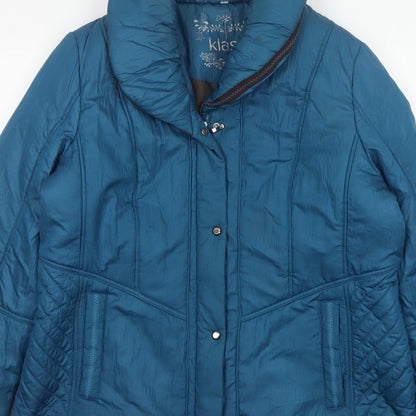 Klass Women’s Blue XL Puffer Jacket Quilted Insulated Short Coat