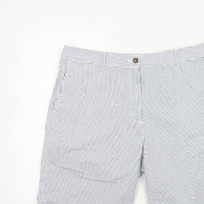 Marks and Spencer Women Blue Stripe Size 14 Bermuda Chino Shorts