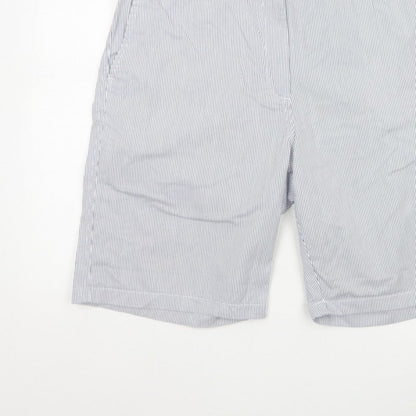 Marks and Spencer Women Blue Stripe Size 14 Bermuda Chino Shorts