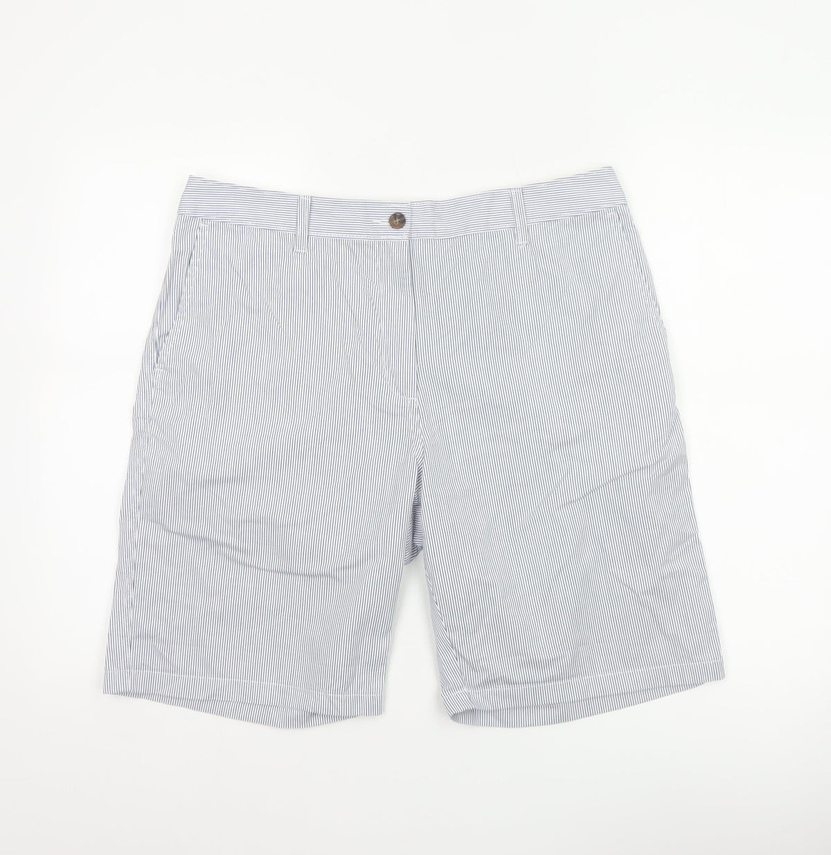 Marks and Spencer Women Blue Stripe Size 14 Bermuda Chino Shorts