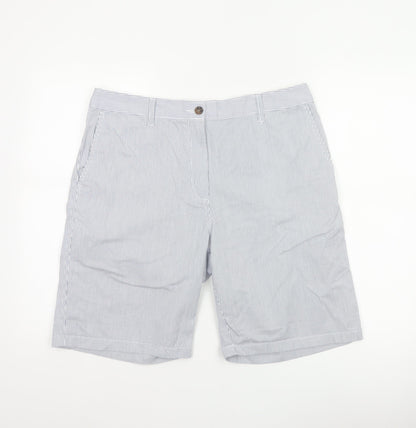 Marks and Spencer Women Blue Stripe Size 14 Bermuda Chino Shorts