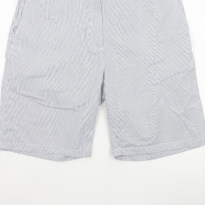 Marks and Spencer Women Blue Stripe Size 14 Bermuda Chino Shorts