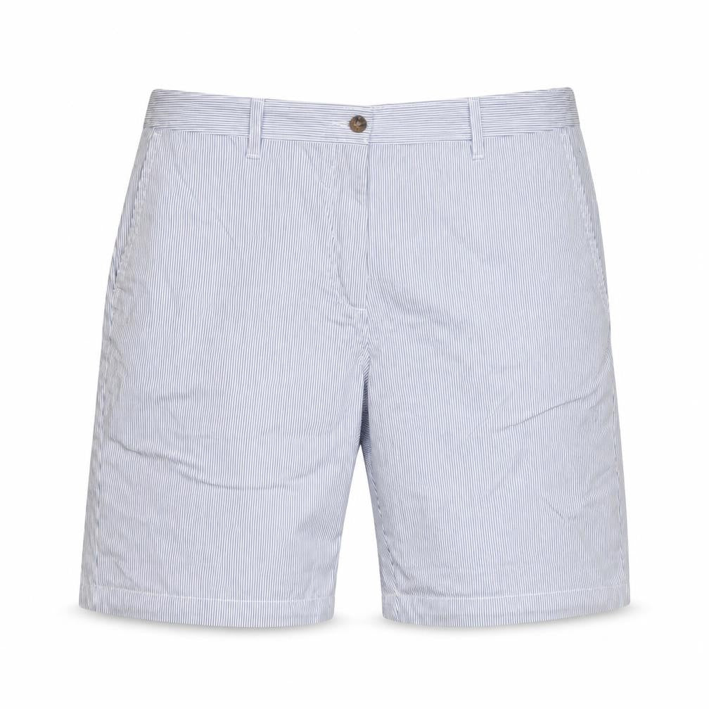Marks and Spencer Women Blue Stripe Size 14 Bermuda Chino Shorts