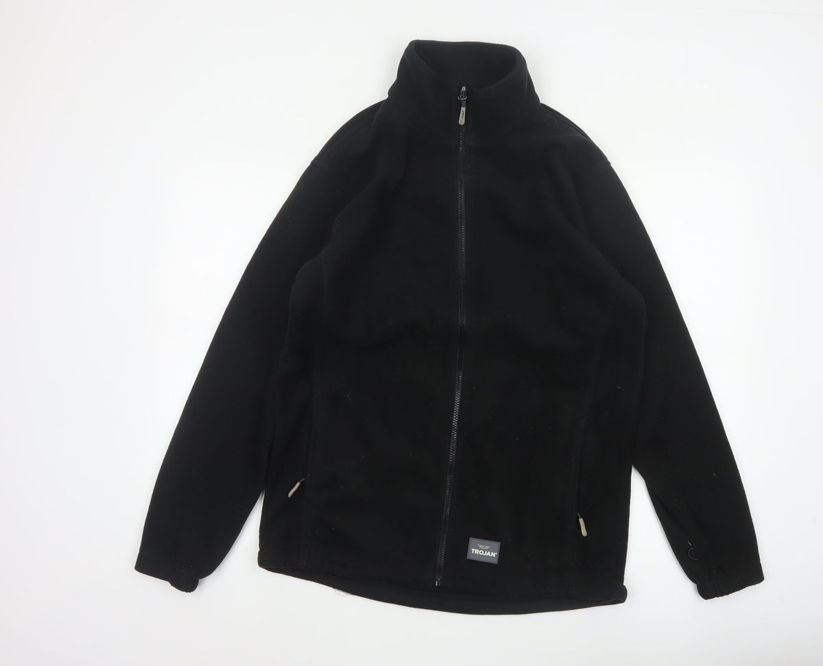 Trojan Mens Black M Full Zip Fleece Jacket Stand-Up Collar