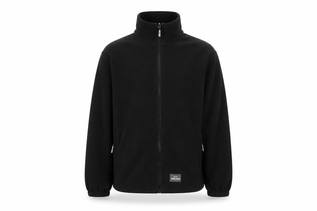Trojan Mens Black M Full Zip Fleece Jacket Stand-Up Collar