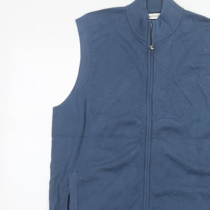 M&S Autograph Men Blue XL Cotton Modal Full Zip Knit Vest