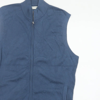 M&S Autograph Men Blue XL Cotton Modal Full Zip Knit Vest