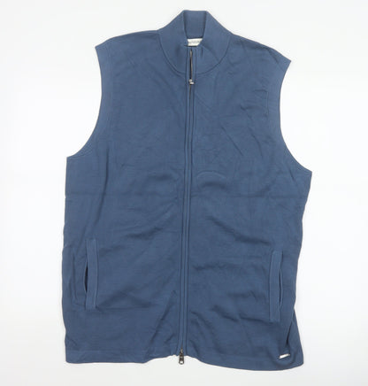 M&S Autograph Men Blue XL Cotton Modal Full Zip Knit Vest