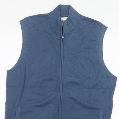 M&S Autograph Men Blue XL Cotton Modal Full Zip Knit Vest