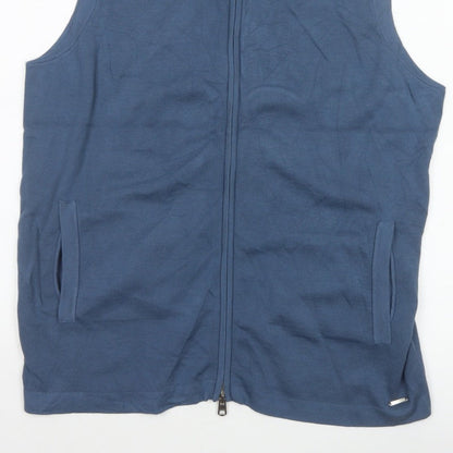 M&S Autograph Men Blue XL Cotton Modal Full Zip Knit Vest