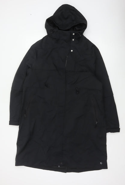 M&S Goodmove Women Black UK 12 Long Hooded Parka Coat
