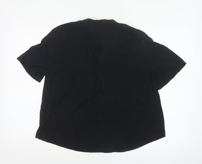 Marks and Spencer Women Black Size 12 Tunic Blouse Tie Front Kimono Sleeve