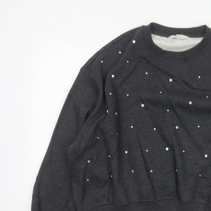 Marks and Spencer Women Black M Rhinestone Pullover Sweatshirt