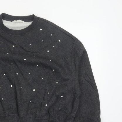 Marks and Spencer Women Black M Rhinestone Pullover Sweatshirt