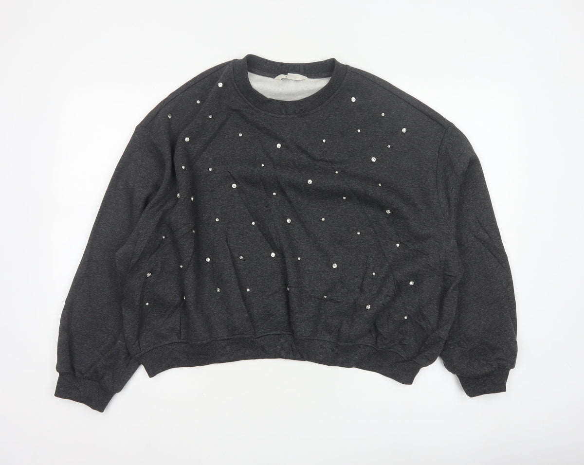 Marks and Spencer Women Black M Rhinestone Pullover Sweatshirt