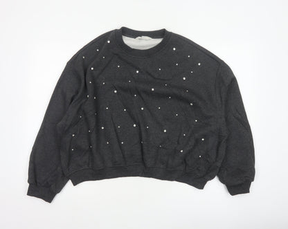 Marks and Spencer Women Black M Rhinestone Pullover Sweatshirt