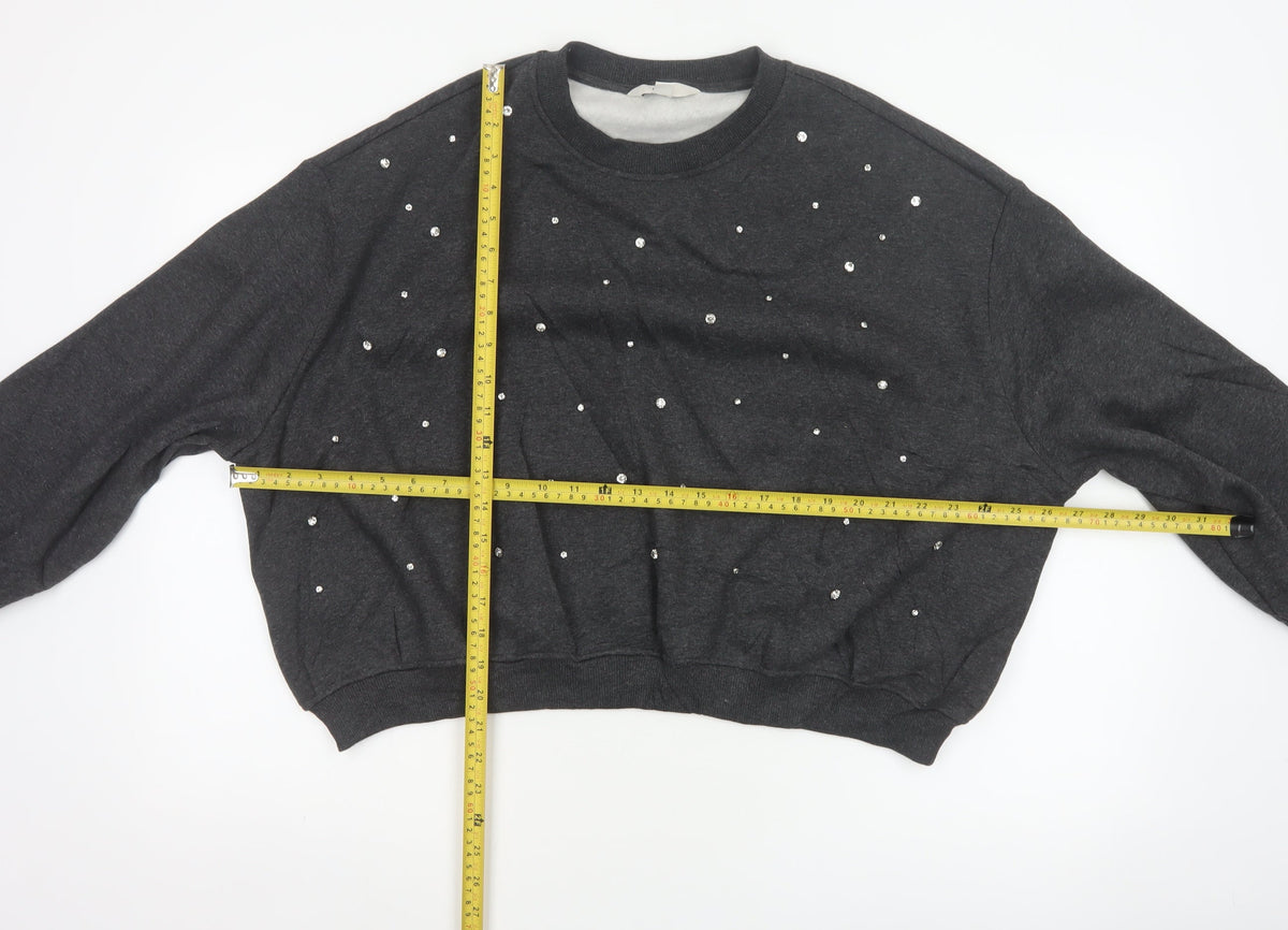 Marks and Spencer Women Black M Rhinestone Pullover Sweatshirt