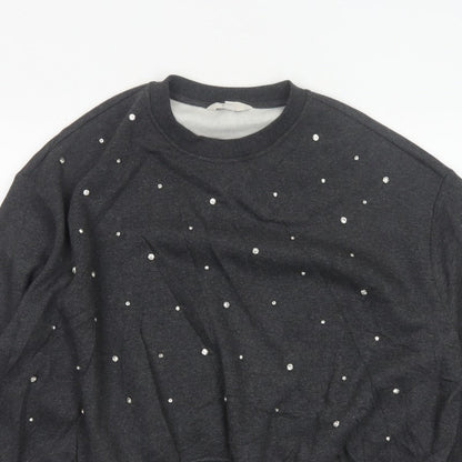 Marks and Spencer Women Black M Rhinestone Pullover Sweatshirt