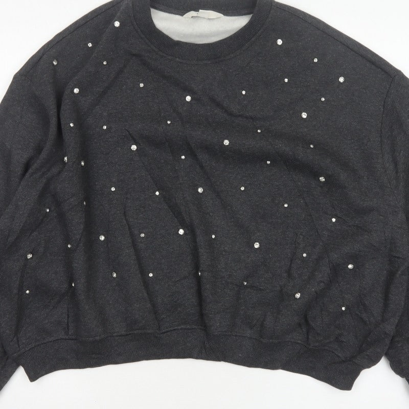 Marks and Spencer Women Black M Rhinestone Pullover Sweatshirt