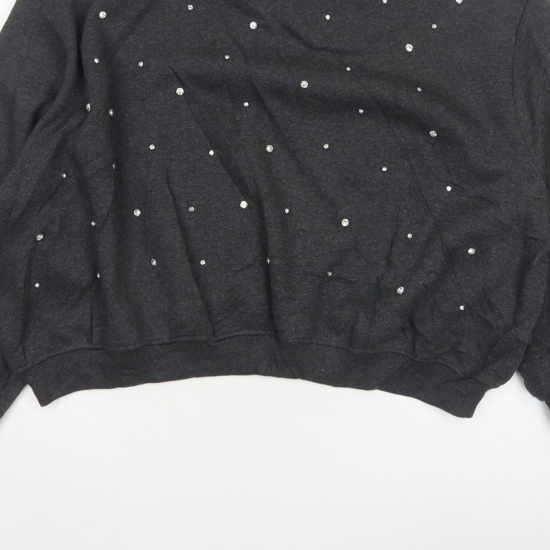 Marks and Spencer Women Black M Rhinestone Pullover Sweatshirt