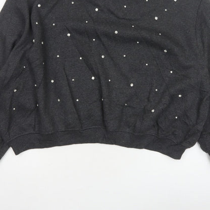 Marks and Spencer Women Black M Rhinestone Pullover Sweatshirt