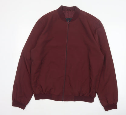 ASOS Design Men’s Burgundy XL Bomber Jacket Full Zip Lined