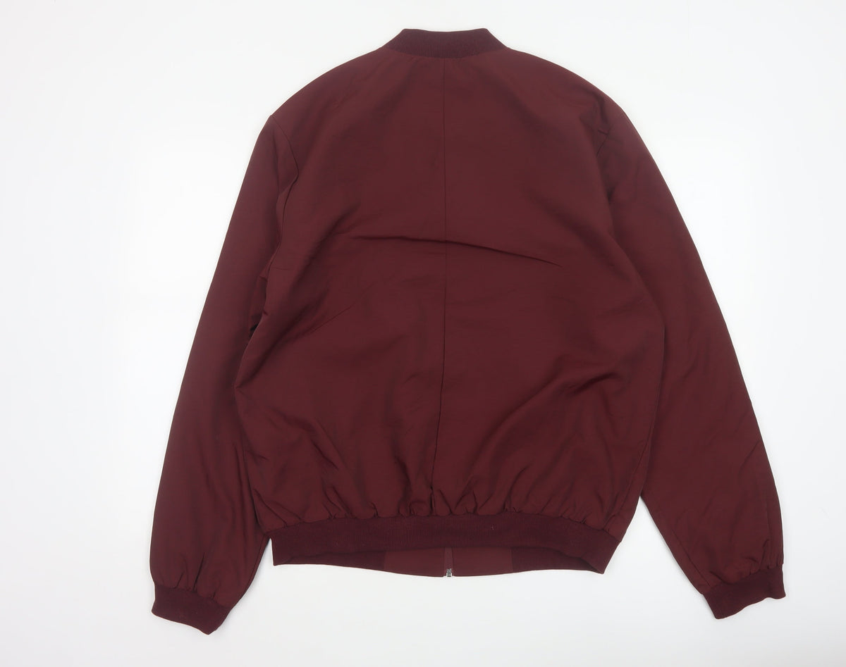 ASOS Design Men’s Burgundy XL Bomber Jacket Full Zip Lined