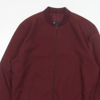 ASOS Design Men’s Burgundy XL Bomber Jacket Full Zip Lined