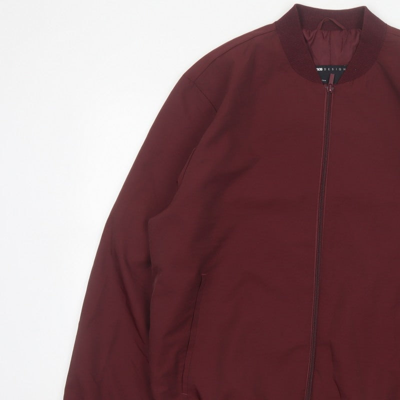 ASOS Design Men’s Burgundy XL Bomber Jacket Full Zip Lined