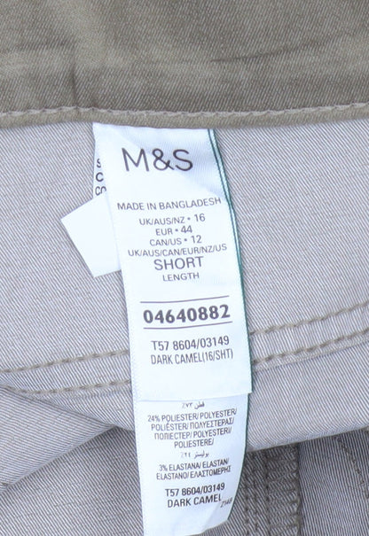 Marks & Spencer Women Brown UK 16 Short Skinny Cotton Jeggings